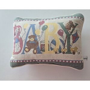 Vintage Riverdale  Baby Spellout Nursery Tapestry Throw Pillow Accent